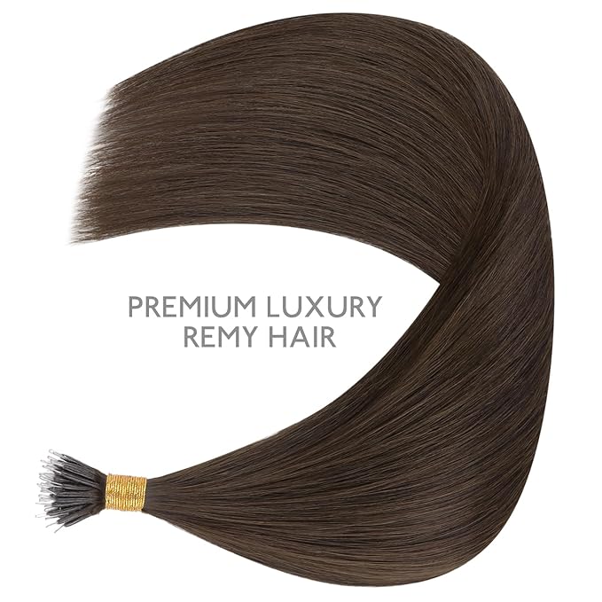 WENNALIFE Nano Bead Hair Extensions, 50g 100s 16 Inch Chocolate Brown Real Human Hair for Women Invisible Nano Ring Remy Hair Extensiones De Cabello Humano Fusion Installation