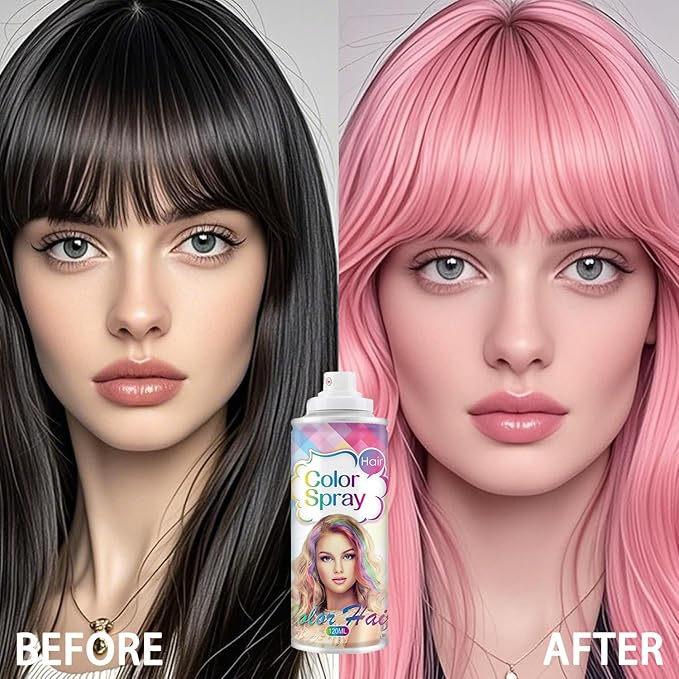 Temporary Hair Color Spray for Women and Girls, Temporary Hair Color Wax, Natural Hair Coloring Strong Style Gel Cream Hair Dye Spray for Halloween, DIY, Cosplay, Party (Pink)