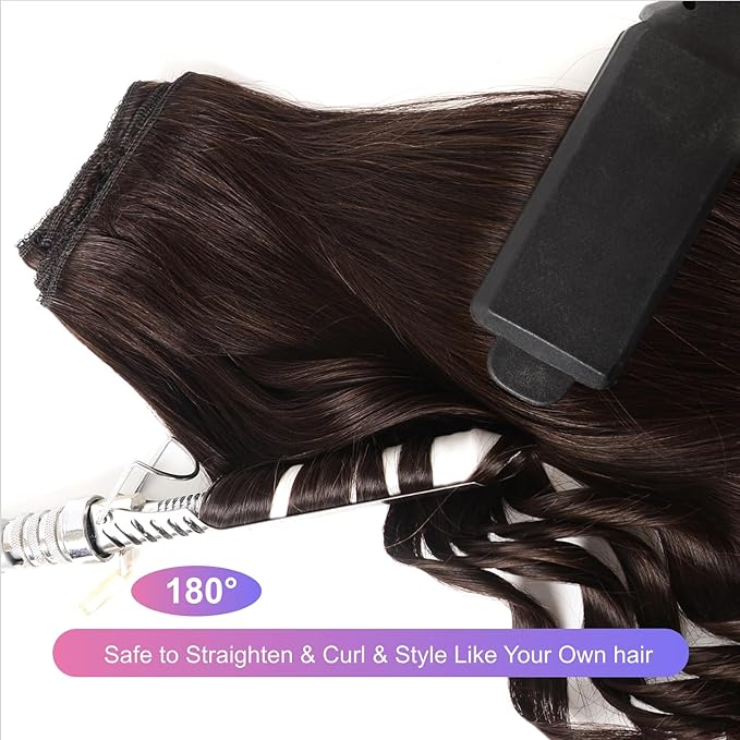 Dark Brown Clip in Hair Extensions, 18 Inch 100g/3.5oz, 2 Dark Brown Hair Extensions Real Human Hair, Invisible Seamless Remy Human Hair Clip Extensions for Women 8pcs Per Set with Double Weft
