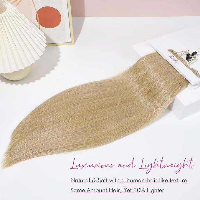 REECHO Hair Extensions, 11PCS Clip in Hair Extensions 24" Long Straight hair extensions HE005 Natural Soft Synthetic Hairpieces for Women – Golden Blonde with Highlights