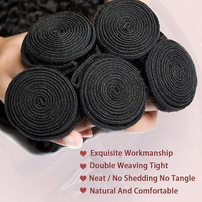 12A Human Hair Bundles Deep Wave 100% Unprocessed Brazilian Virgin Hair 4 Bundles Deep Curly Human Hair Extensions Quick Weave Human Hair (4 Bundlles Natural black, 20 22 24 26 Inch)