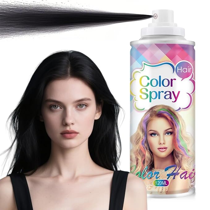 Temporary Hair Color Spray for Women and Girls, Temporary Hair Color Wax, Natural Hair Coloring Strong Style Gel Cream Hair Dye Spray for Halloween, DIY, Cosplay, Party (Black, Large)