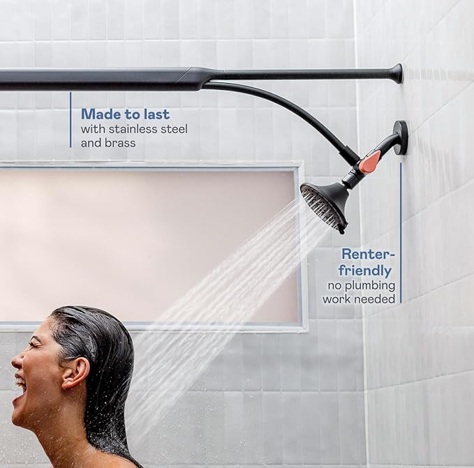 BOONA - The Original Tandem Shower | As Seen On Shark Tank | Double Shower Head for Couples, High Pressure Dual Shower Heads (One Showerhead, Midnight Black)