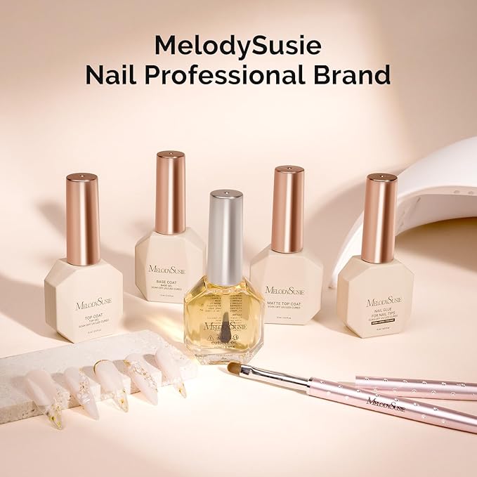 MelodySusie Top Coat Blooming Gel Base Coat No Wipe Glossy Set Long Lasting Shine Finish Soak Off UV LED Nail Lamp Nail Art Design Manicure Kit Perfect Gifts for Women Girls 3 Pcs 15ml Clear