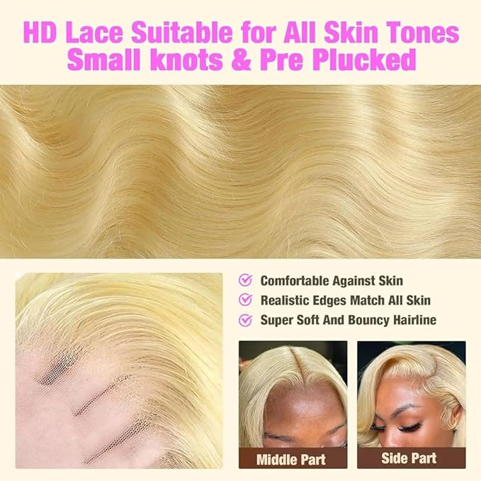 Ice Pear 200 Density 30 Inch 613 Body Wave Human Hair Wig, 613 13X6 Lace Front Wigs Human Hair Pre Plucked,Blonde Glueless Wig Bleached Knots with Baby Hair