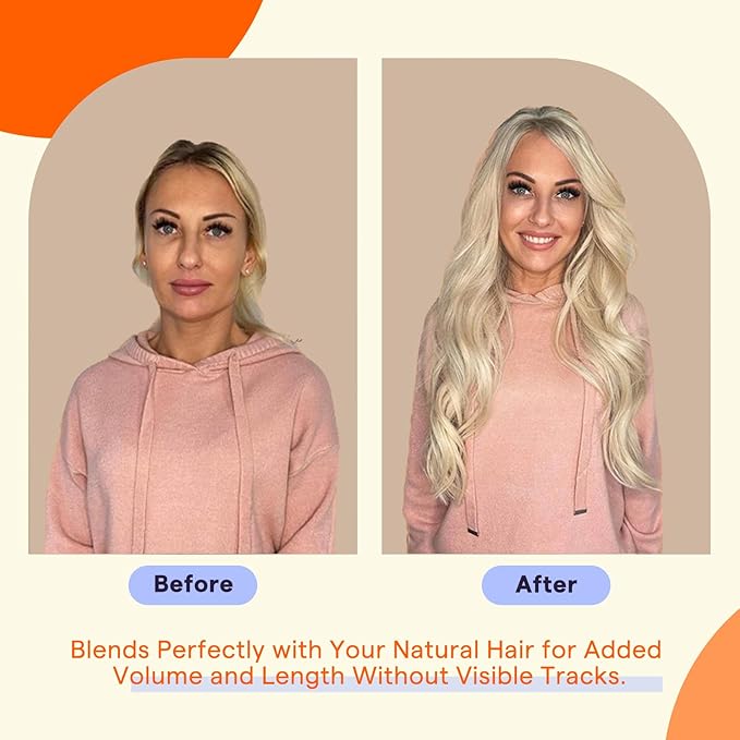 Full Shine Tape in Hair Extensions Color 60 Platinum Blonde 16 Inch Invisible Double Sided Human Hair Extensions Tape in 50 Grams Seamless Extensions for Women Real Hair 20 Pieces for Party