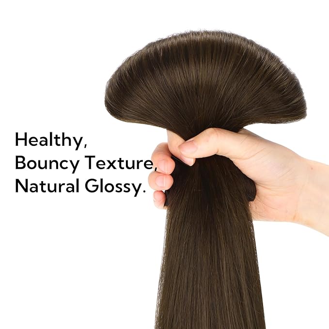 HOTBANANA Clip in Hair Extensions Real Human Hair, 135g 9pcs 18 inch Chocolate Brown Straight Remy Clip in Extensions Full Head for Women