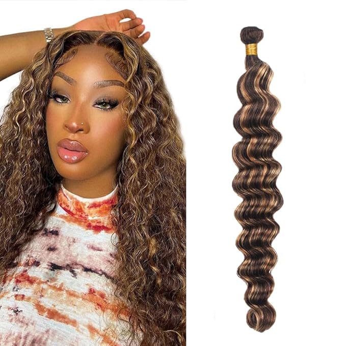 Honey Blonde Bundle P4/27 Deep Wave Human Hair Bundles Brazilian Virgin Hair Single Bundle 14 Inch 4/27 Loose Wave Bundles