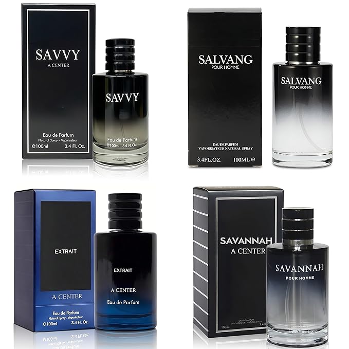 Men's Cologne Gift Set 4 Pack Vary Scent Men Perfumes - 3.4 Fl Oz Each | Vanilla Bourbon, Leather & Amber Floral Fragrance | Luxury Eau de Toilette Quartet