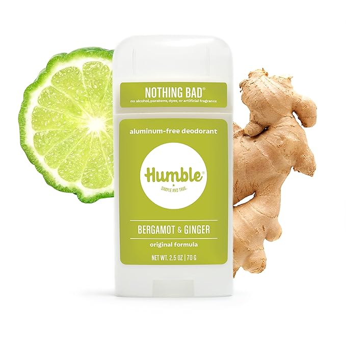 HUMBLE BRANDS Original Formula Aluminum-free Deodorant. Long Lasting Odor Control with Baking Soda and Essential Oils, Bergamot and Ginger, Pack of 1
