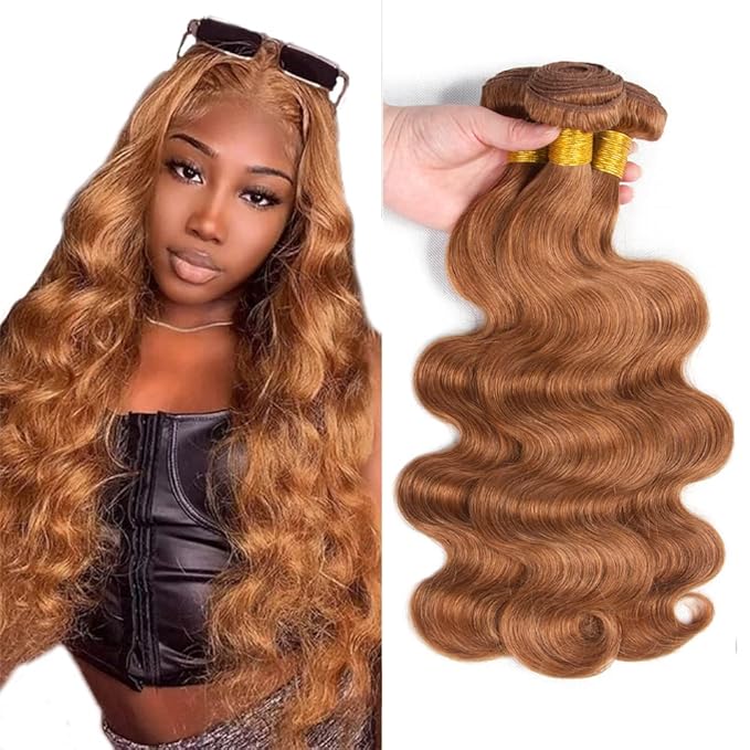 Brown Body Wave Bundles Human Hair Color #30 Human Hair Bundles 14 16 18 Inch Virgin Hair 3 Bundles Light Brown Bundles Hair Extensions 150g