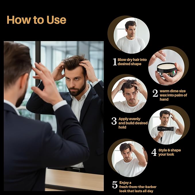 Sculpt Paste Hair Wax for Men, Water-Based Hair Wax Stick for Strong Hold Hairstyles and Dry Matte Finish Hair, Alternative to Hair Gel Stick, Alcohol Free, Made in Italy, 100 ml