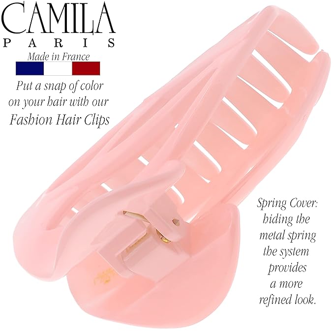 Camila Paris CP3434 French Hair Clip for Women, Large Dolphin Pink, Girls Hair Claw Clips Jaw Fashion Durable and Styling Hair Accessories for Women, Strong Hold No Slip Grip Made in France