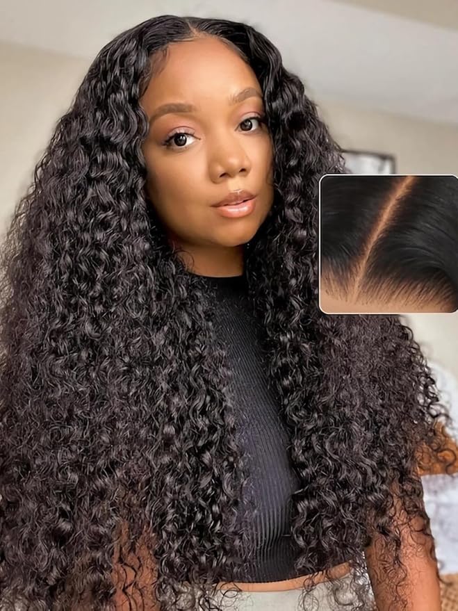 Julia Hair 12A Bye Bye Knots Glueless Wig Water Wave 7x5 Pre Cut HD Lace Closure Wigs Human Hair Wear and Go Pre Plucked for Beginners Wet Wavy Lace Front Wigs Brazilian Hair Natural 22 Inch