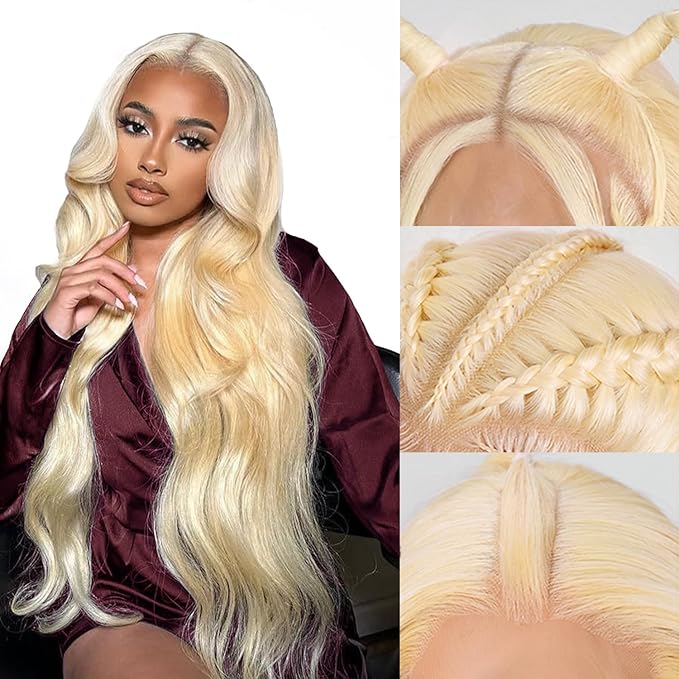 613 Lace Front Wig Human Hair 13x6 Blonde Wig Human Hair 613 Body Wave HD Lace Frontal Wigs Pre Plucked Blonde Lace Front Wigs for Women (28 inch)