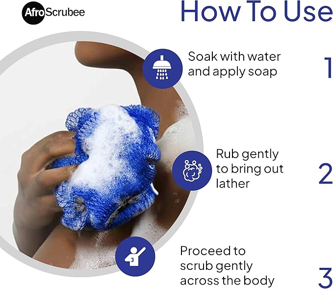 Authentic African Net Sponge Exfoliating Bath Sponge (Royal Blue)