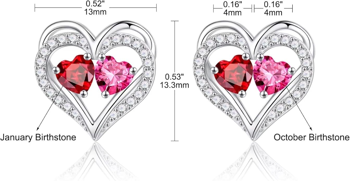 Iefil Christmas Gifts for Women Wife - 925 Sterling Silver Birthstone Earrings, Anniversary Birthday Gifts for Women Wife Girlfriend Mom