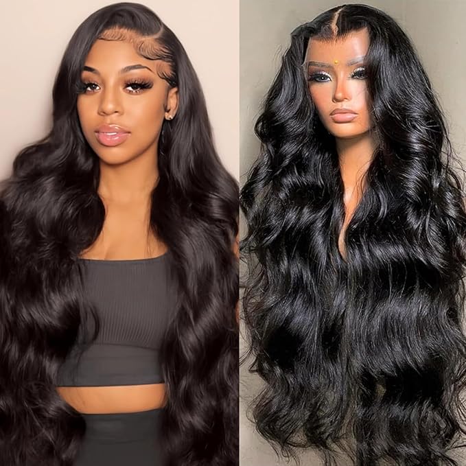 BELE Full 13x6 Body Wave Lace Frontal Wigs 180 Density Pre Plucked Bleached Tiny Knots HD Transparent Lace Front Wig Upgraded 14A With Baby Hair 18 Inch
