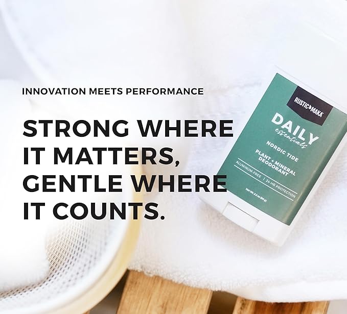 Rustic MAKA Plant + Mineral Deodorant - Nordic Tide | Strong Odor Control | No Added Aluminum, No Added Parabens, No Added Baking Soda | Long-Lasting Protection for Men and Women