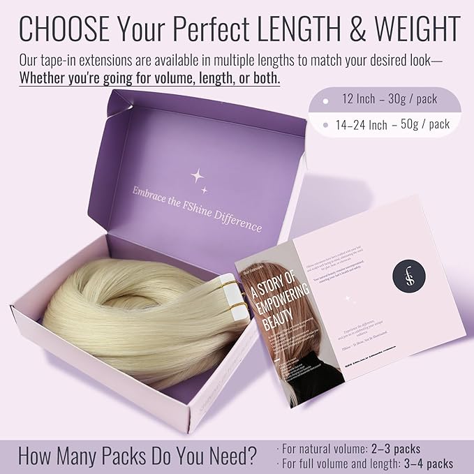 Fshine Blonde Tape in Hair Extensions Human Hair 12 Inch White Blonde Real Extensions for Women 20 pcs 30 g, Suitable for Wedding, Bridal & Bridesmaids Looks