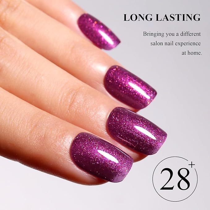 Imtiti Glitter Gel Nail Polish, 1Pcs Starlight Rose Red Gel Polish Sparkle Soak Off UV LED Gel Polish, Long Lasting, Nail Art Starter Manicure Salon DIY at Home for Women (0.34 Fl Oz-1928)