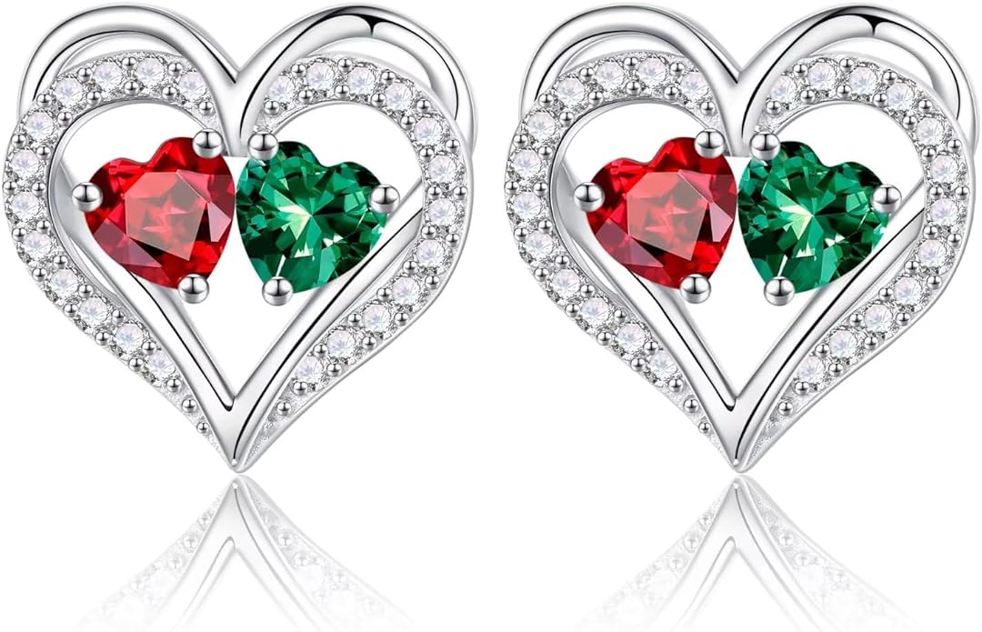 Iefil Christmas Gifts for Women Wife - 925 Sterling Silver Birthstone Earrings, Anniversary Birthday Gifts for Women Wife Girlfriend Mom
