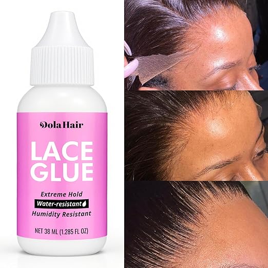 Dolahair Lace Glue for Wigs - Waterproof Super Hold Hair Bonding Glue for Weave and Hair Systems - Invisible Extreme Hold (Includes 2 Wig Bands)
