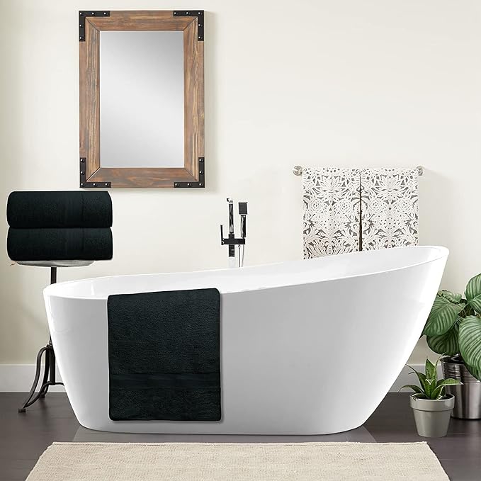 Softolle 100% Cotton Luxury Bath Sheets - Pack of 2 (35" x 70") | Super Soft, Quick-Dry & Highly Absorbent Towels for Bathroom, Home, Spa & Gym (Black)