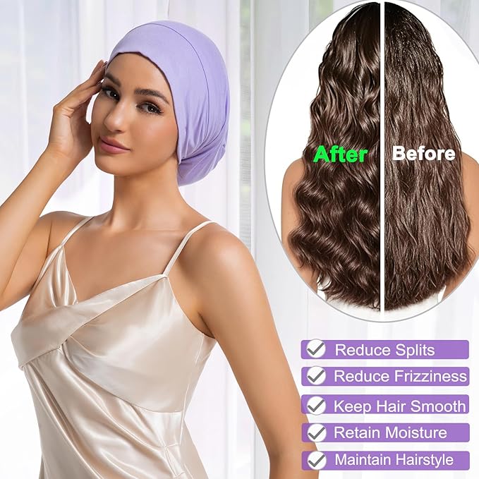 Sleep Cap Bonnet for Sleeping Black Women Men, Adjustable Cooling Lining Bonnets for Curly Hair Wrap Braids Beanie Night Hat