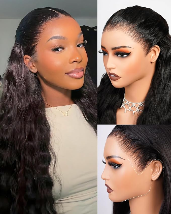 220% Density Glueless Loose Deep Wave Lace Front Wigs Human Hair Pre Plucked Pre Cut Upgraded Ear-to-Ear HD Lace Frontal Wig 13x6 Glueless Drawstring Wigs Human Hair 26 Inch