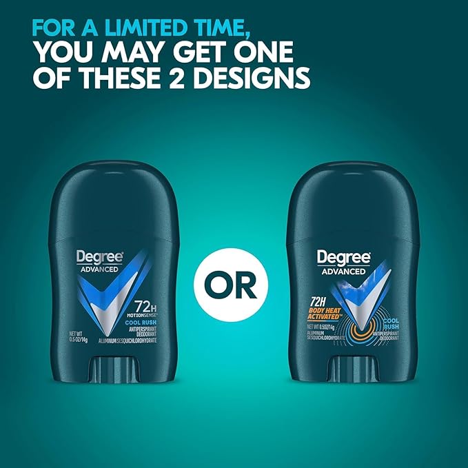 Degree Men’s Travel Deodorant 3-Pack – 72H Body Heat Activated Mini Antiperspirant Stick, 0.5 Oz Ea
