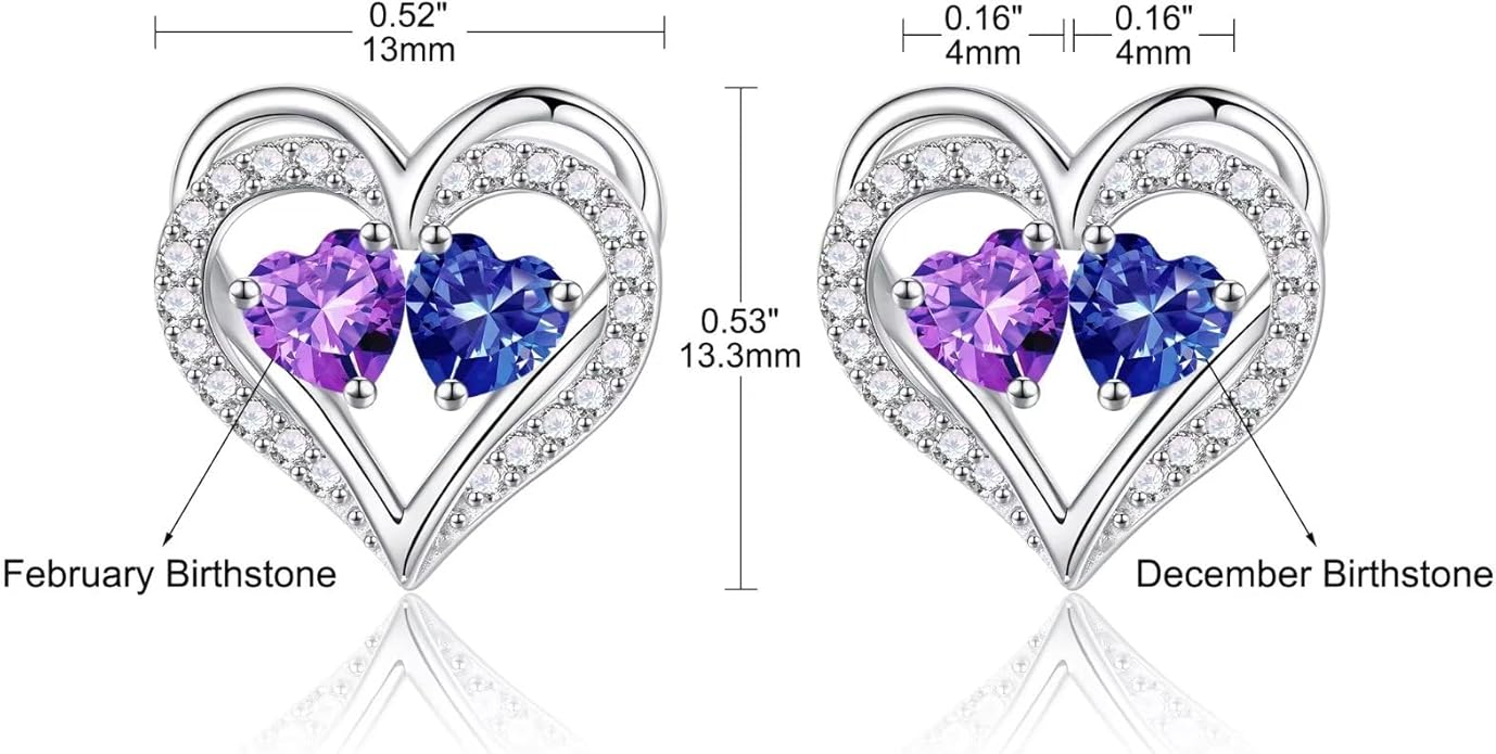 Iefil Christmas Gifts for Women Wife - 925 Sterling Silver Birthstone Earrings, Anniversary Birthday Gifts for Women Wife Girlfriend Mom