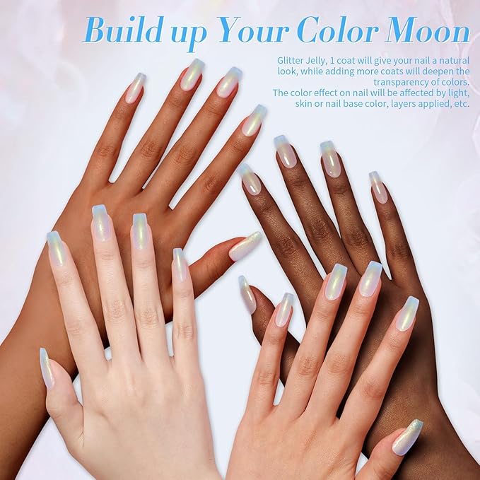Born Pretty Jelly Gel Nail Polish Jelly Glitter Blue Gel Polish Shimmer Blue Natural Translucent Soak Off Gel Polish Nail Art DIY 15ML