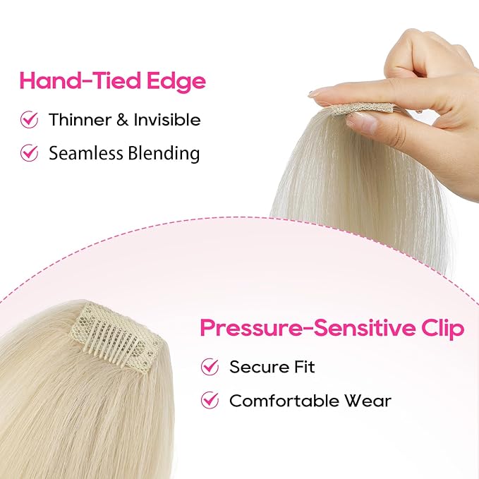 REECHO Clip in Hair Volumizer, Short Thick Clip in Hairpieces Adding Extra Hair Volume Extensions for Women with Thin Fine (Light Blonde, 8 Inch(Pack of 2))