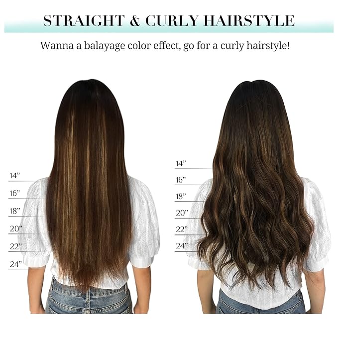 DOORES Hair Extensions Clip in Human Hair Medium Brown Highlighted Golden Blonde 120g 7pcs 18 Inch Remy Clip in Human Hair Extensions Natural Human Hair Extensions