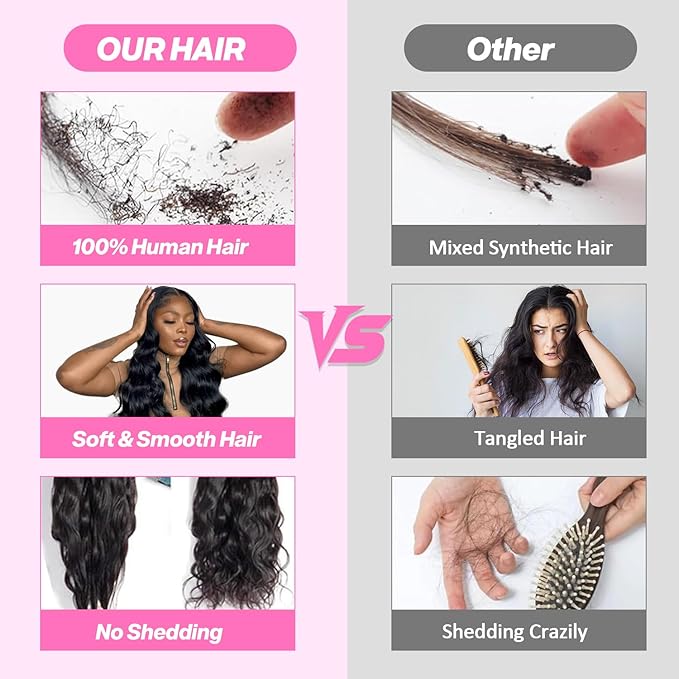 12A Body Wave Human Hair Bundles 22 24 26 28 Inch Bundles Human Hair 100% Natural Black Real Human Hair Quick Weave Extensions For Women Black Color