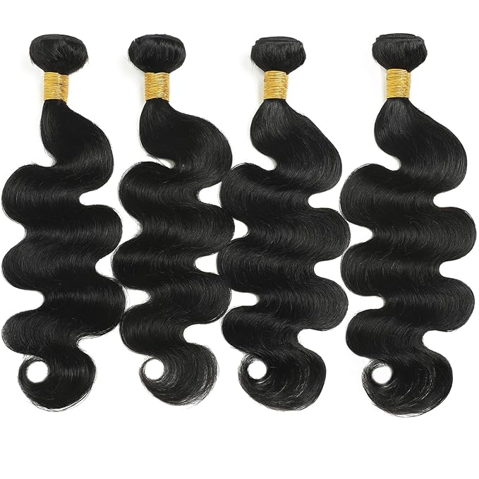 12A Human Hair Bundles 22 24 26 28 Inch Body Wave Bundles Human Hair 100% Unprocessed Brazilian Virgin Hair Body Wave 4 bundles Deals Human Hair Extensions Quick Weave for Women Natural Black