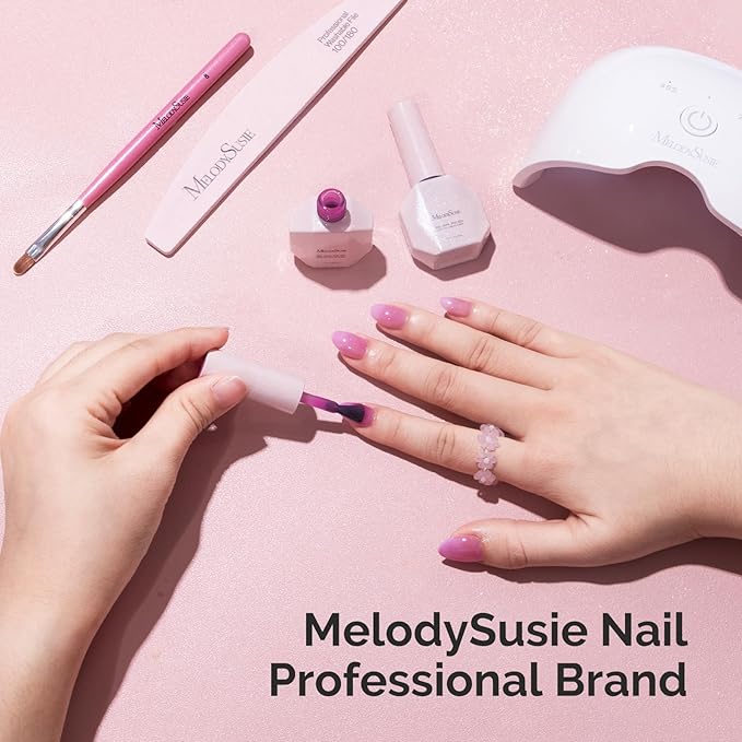 MelodySusie Jelly Gel Nail Polish Set,6 Transparent Colors,Milky or Jelly Texture,Autumn and Winter Dark Colors Soak Off UV LED Light Cure or Salon Manicure and Nail Art DIY at Home