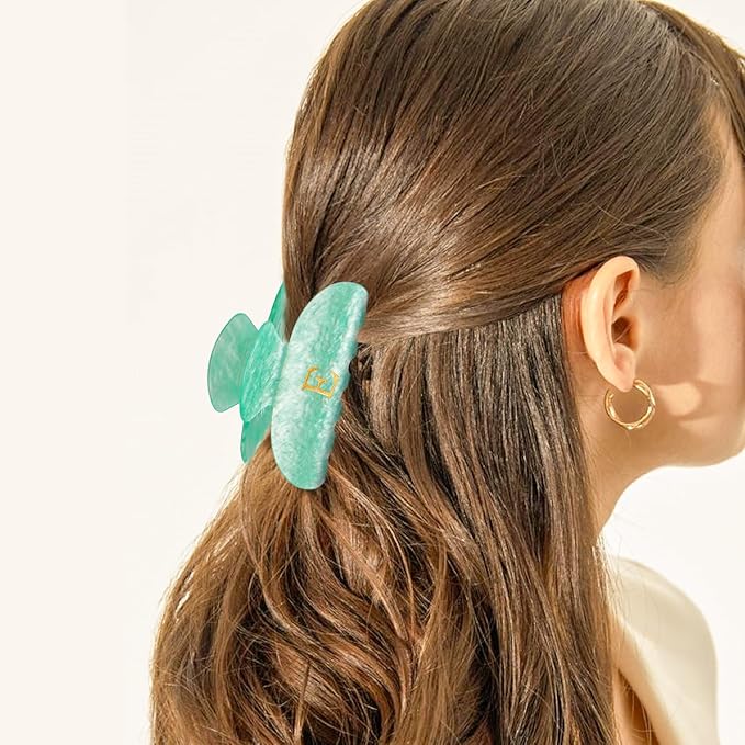 Preppy Hair Clips Hair Claws for Women Her - Personalized Cute Initial Hair Clips for Girlfriend Bridesmaid Wife Mom | Hair Claw Accessories for Friend | Birthday Gift Idea - Green,C