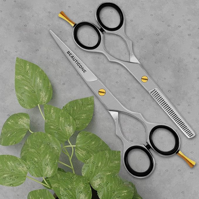 Hair Cutting & Thinning Scissors Set, Professional Barber Shears for Haircut Men/Women, Beard & Mustache Trimming Stainless Steel Hairdressing Scissors, Fixed Screw