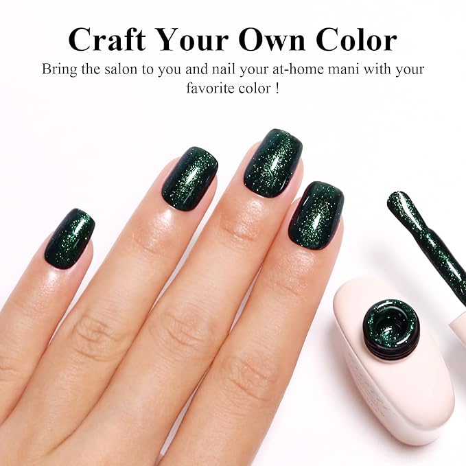 Imtiti Glitter Gel Nail Polish, 1Pcs Dark Night Starlight Green Gel Polish Sparkle Green Soak Off UV LED Gel Polish, Nail Art Starter Manicure Salon DIY at Home for Women (0.34 Fl Oz-1927)