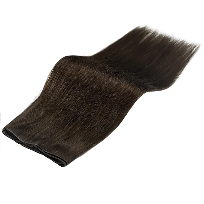 Fshine Genius Weft Real Human Hair Genius Weft for Women Darkest Brown Color 2 16 Inch 50 Gram Hair Bundle Remy Human Hair Bundle Natural Hair Weave Brown Human Hair Extensions