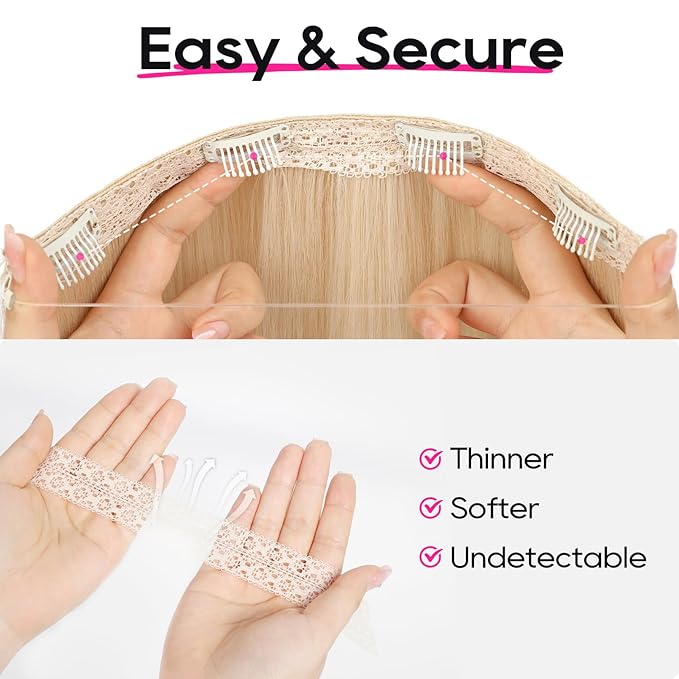 REECHO Invisible Wire Hair Extensions with Thinner Softer Lace Weft 12" Short Straight Clips in Secret Hairpiece for Women 12 Inch (Pack of 1) - Honey Blonde with Highlights