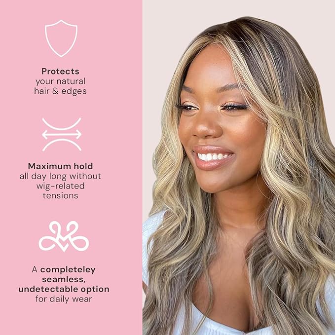 MILANO COLLECTION Wigrip, Premium Lace Wig Band for Women, Fully Adjustable & Reinforced Lace Wig Grip Band by Hairline, Comfortable and Secure Glueless Velvet Headband, Chocolate Brown & Nude