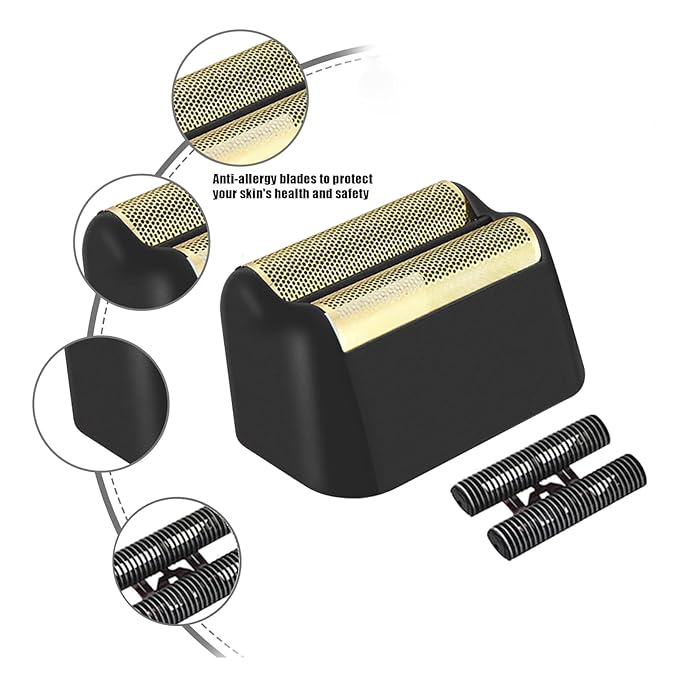 4 Pack Professional 5 Star Series Finale Shaver Replacement Foil and Cutter Bar Assembly Compatible With Wahl Shaver Foil 7031-100, 7043-100 Super Close Shaving Replacement Heads， (Black)