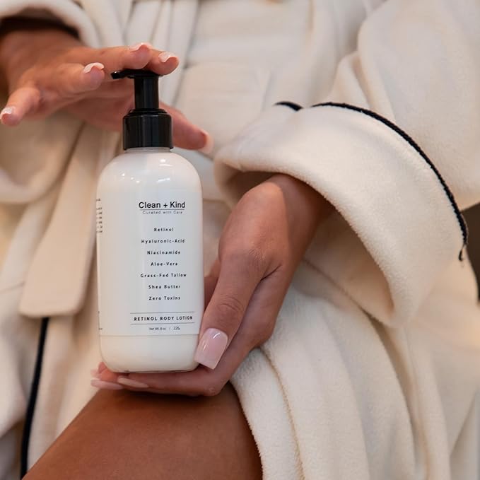 Firming Retinol Body Lotion for Wrinkles & Crepey Skin – Anti-Aging Moisturizer with Hyaluronic Acid, Niacinamide, Aloe Vera, Shea Butter & Grass-Fed Tallow Skincare