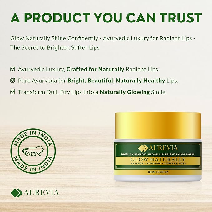 Ayurvedic Vegan Lip Brightening Balm for Dark & Smokers' Lips | Deeply Hydrating, Moisturizing & Rich- Antioxidants Botanical Lip Care