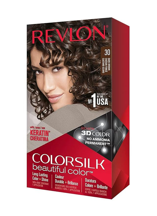 Revlon ColorSilk Hair Color, 30 Dark Brown 1 ea (Pack of 2)