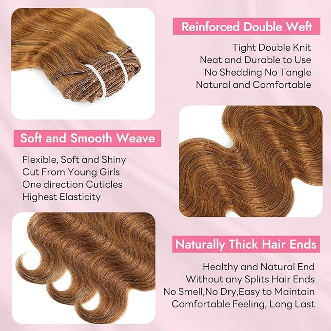 Clip in Hair Extensions Real Human Hair Body Wave 6 Chestnut Brown Clip in 100% Brazilian Remy Human Hair Extensions 8pcs Per Set with 18 Clips Double Weft 18 Inch 100g/3.6oz