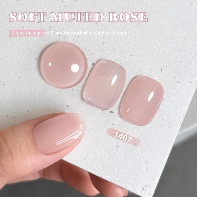 RARJSM Nude Beige Pink Gel Nail Polish Neutral Skin Tone Sheer Jelly Warm Pink Gelpolish 1PC 15ml Single Bottle Creamy Transparent Natural Nudegel Polish Soak off Cured for Home Salon French Manicure